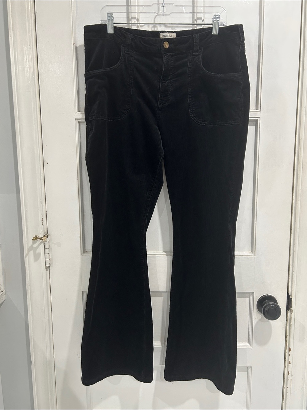 Anthropologie The Icon Corduroy Flare Jeans by Pilcro in Black - Size 33